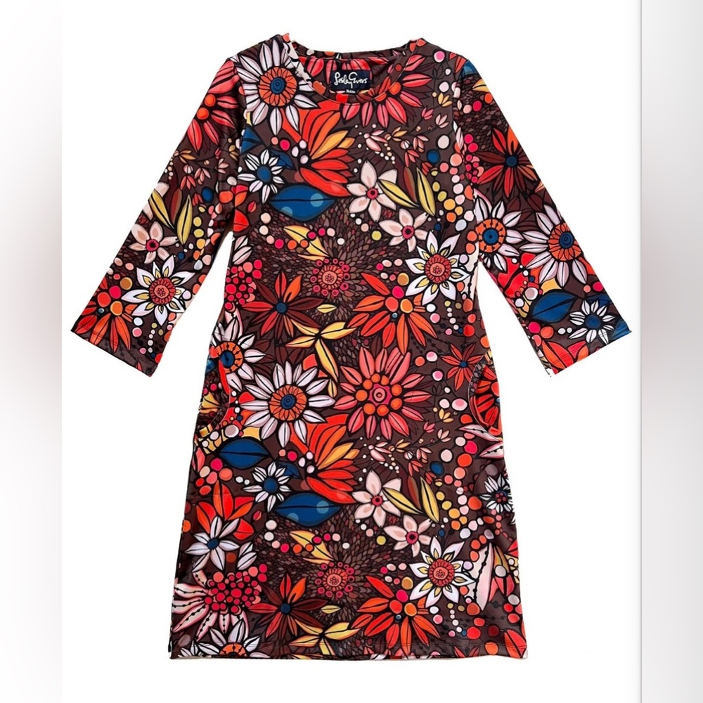 Lesley Evers ARDEN dress Vintage Floral Brown